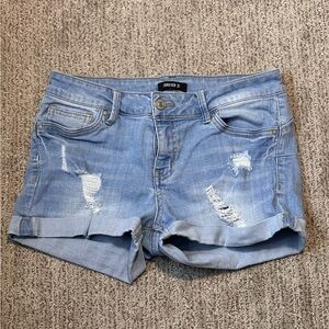 Forever 21 Light Wash Ripped Jean Shorts
